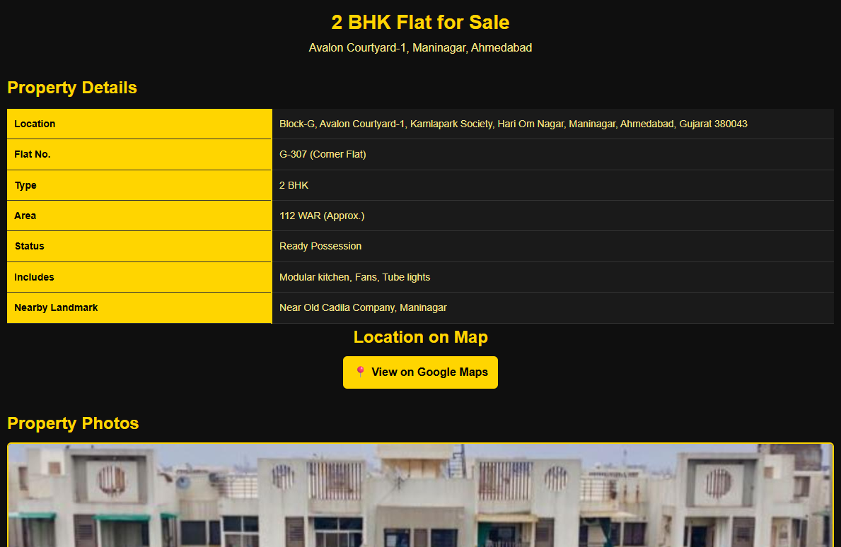 Flat Details Website